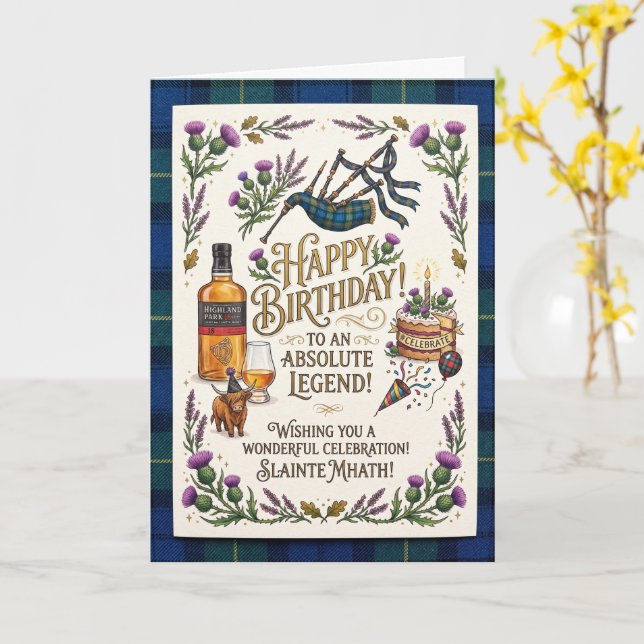 Carte d'anniversaire de légende écossaise (Fleur jaune)