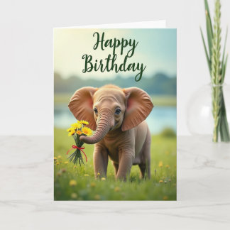 Carte d'anniversaire de l'éléphant de la prairie j