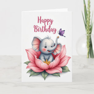 Carte d'anniversaire de l'éléphant doux