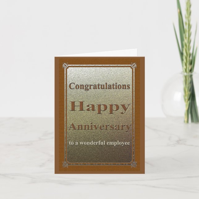 Carte d'anniversaire de l'employé Élégant Brown (Devant)