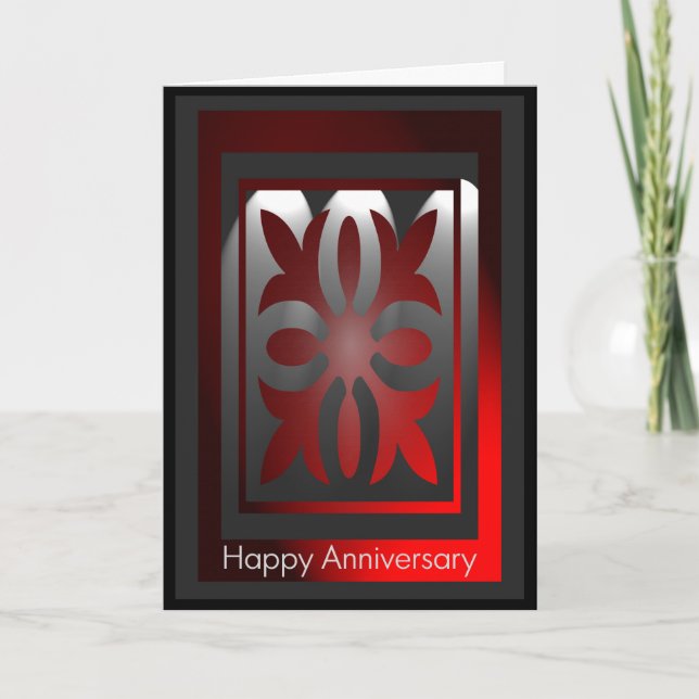 Carte d'anniversaire de l'employé élégant rouge et (Devant)