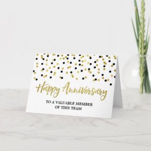 Carte d'anniversaire de l'employé Gold Black Confe