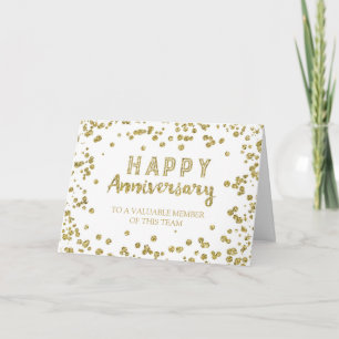 Carte d'anniversaire de l'employé Gold Confetti