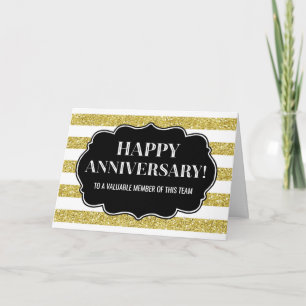 Carte d'anniversaire de l'employé Gold Stripes