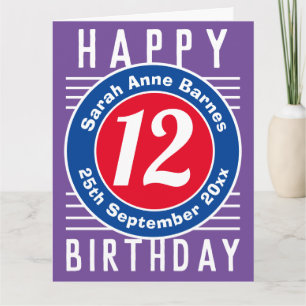 Carte d'anniversaire de l'enfant avec âge, nom et