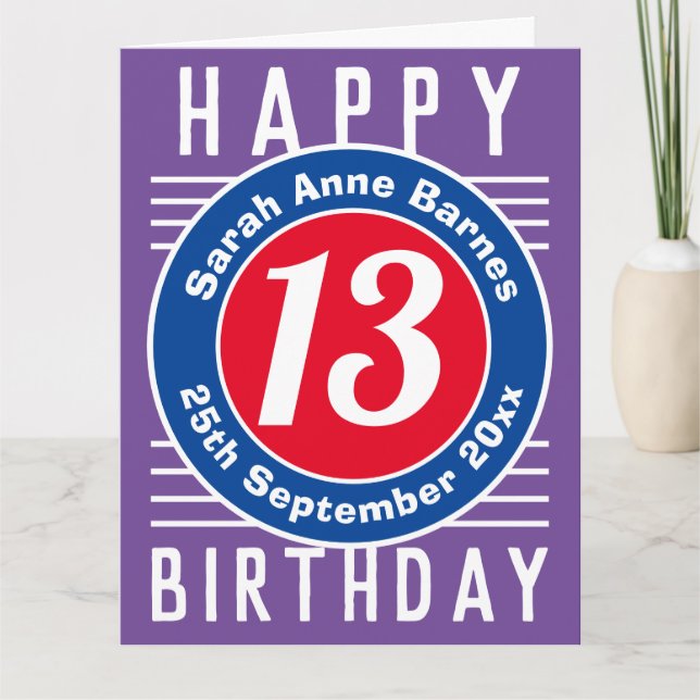 Carte d'anniversaire de l'enfant avec âge, nom et  (Devant)