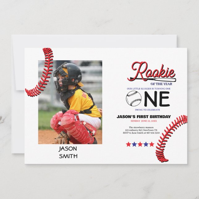 Carte d'anniversaire de l'enfant de baseball Rooki (Devant)