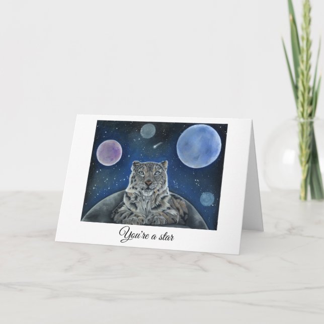 Carte d'anniversaire de léopard des neiges de l'es (Devant)