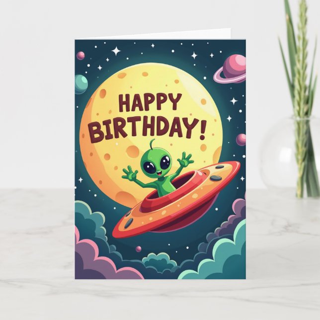 Carte d'anniversaire de l'espace extraterrestre (Devant)