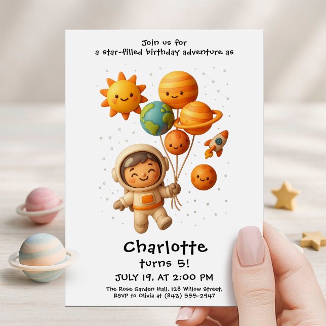 Carte d'anniversaire de l'explorateur spatial mign (Créateur téléchargé)