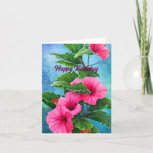 Carte d'anniversaire de l'Hibiscus rose