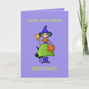 Carte d'anniversaire de Little Witple violet Hallo