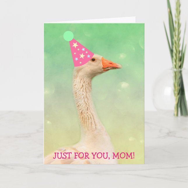 Carte d'anniversaire de l'Oie mignonne "For Mom" (Devant)