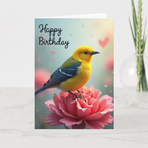 Carte d'anniversaire de l'oiseau doré