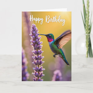 Carte d'anniversaire de l'oiseau émeraude doux