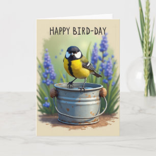 Carte d'anniversaire de l'oiseau perché sucré