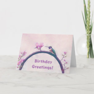 Carte d'anniversaire de l'Oiseau rose