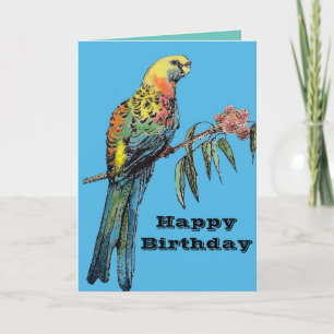 Carte d'anniversaire de l'oiseau rouge Rosella Par