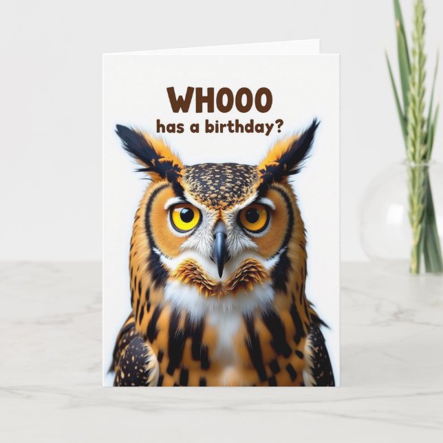 Carte d'anniversaire de l'oiseau sage doux (Devant)