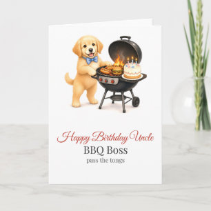 Carte d'anniversaire de l'oncle drôle BBQ Patron