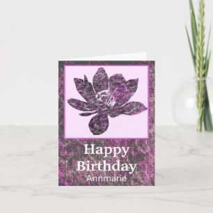 Carte d'anniversaire de Lotus partiellement pourpr