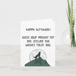 Carte d'anniversaire de loup drôle | Carte Amusant