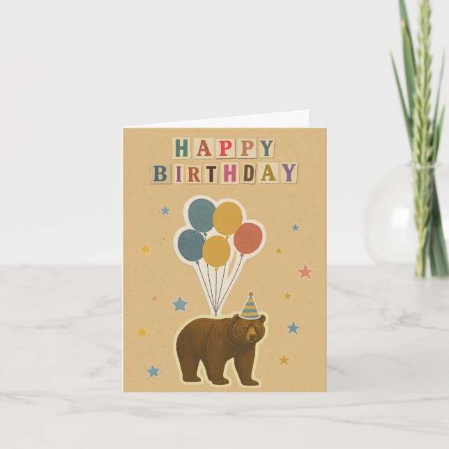 Carte d'anniversaire de l'ours - Animal forestier  (Devant)