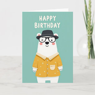 Carte d'anniversaire de l'ours clignant
