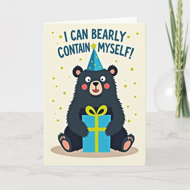 Carte d'anniversaire de l'ours de fête (Devant)
