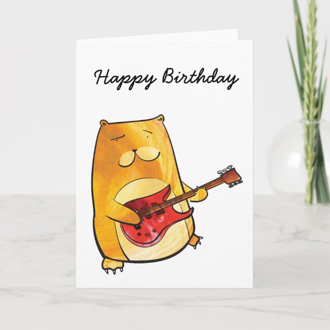 Carte d'anniversaire de l'ours de guitare (Devant)