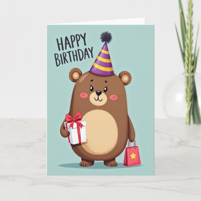 Carte d'anniversaire de l'ours doux (Devant)
