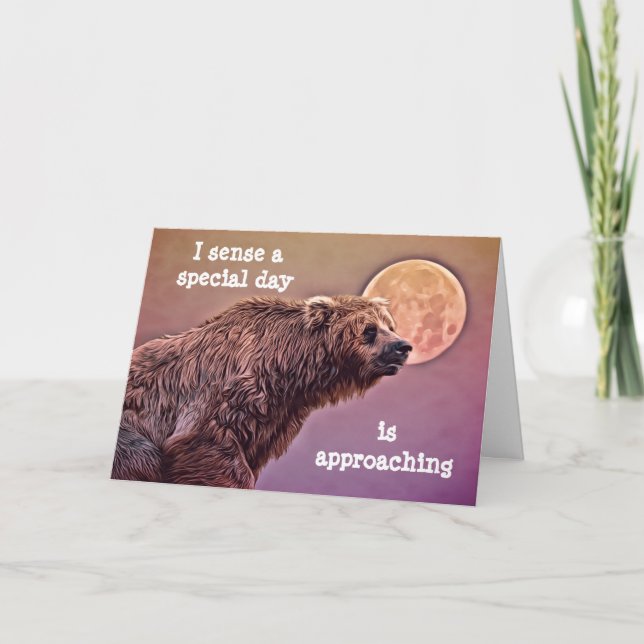 Carte d'anniversaire de l'ours et de la lune (Devant)