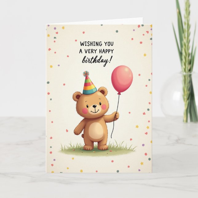 Carte d'anniversaire de l'ours joyeux (Devant)