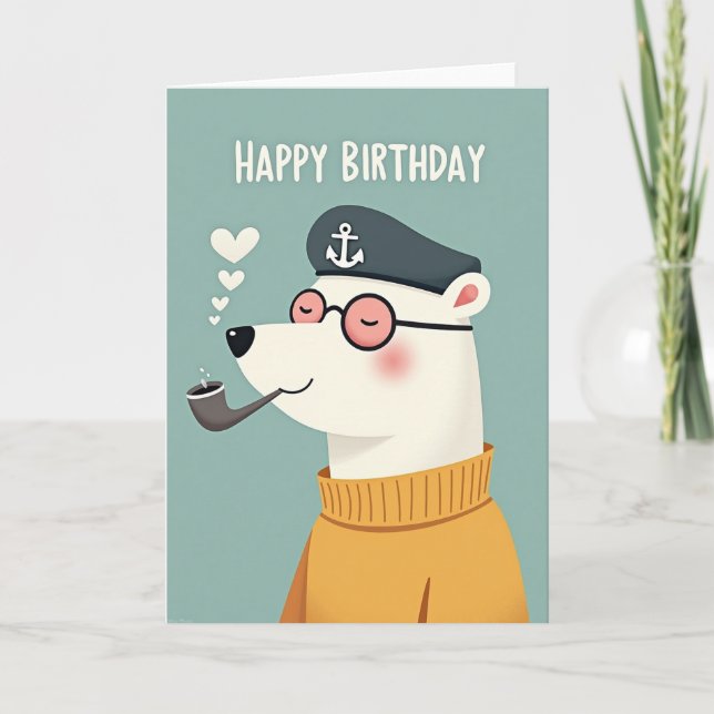 Carte d'anniversaire de l'ours nautique (Devant)