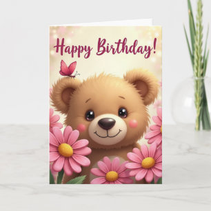 Carte d'anniversaire de l'ours papillon
