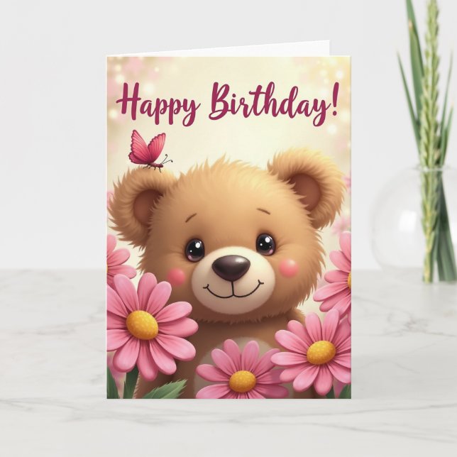 Carte d'anniversaire de l'ours papillon (Devant)