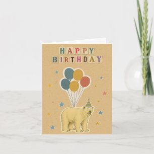 Carte d'anniversaire de l'ours polaire - Animal ar