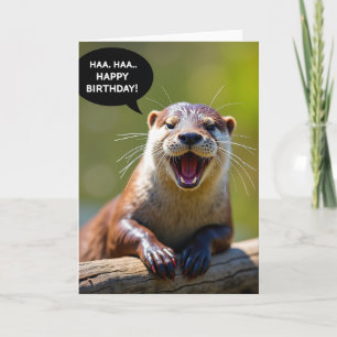 Carte d'anniversaire de loutre joueuse