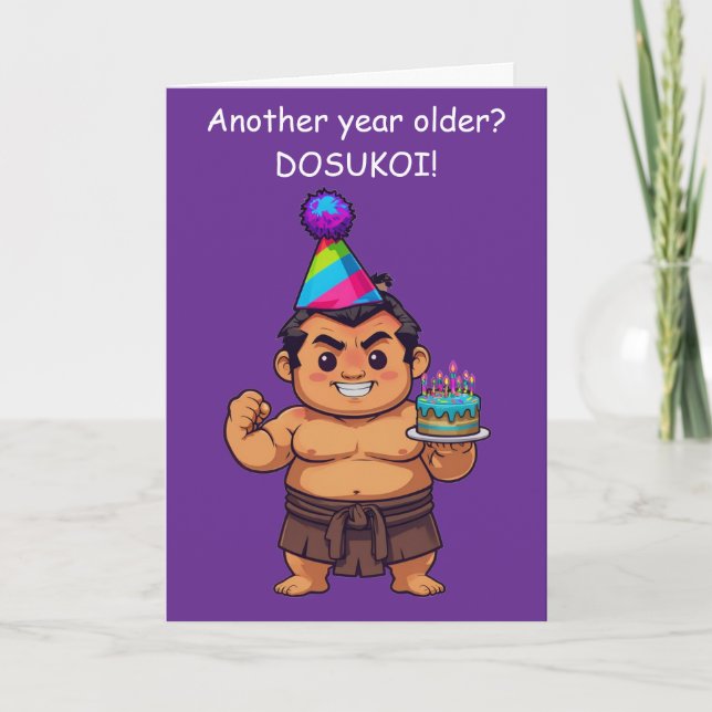 Carte d'anniversaire de lutteur sumo Dosukoi (Devant)