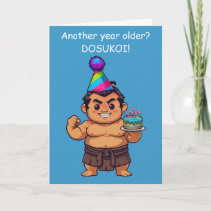 Carte d'anniversaire de lutteur sumo Dosukoi