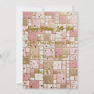 Carte d'anniversaire de luxe pour fille rose et or