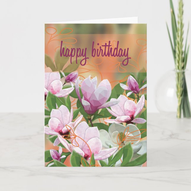 Carte d'anniversaire de Magnolias à faible densité (Devant)