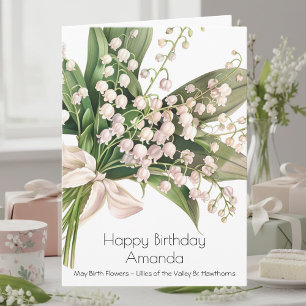 Carte d'anniversaire de mai avec la fleur de naiss