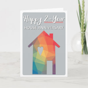 Carte d'anniversaire de maison 2 ans