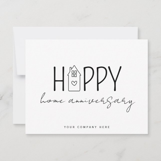 Carte d'anniversaire de maison moderne pour l'anni (Devant)