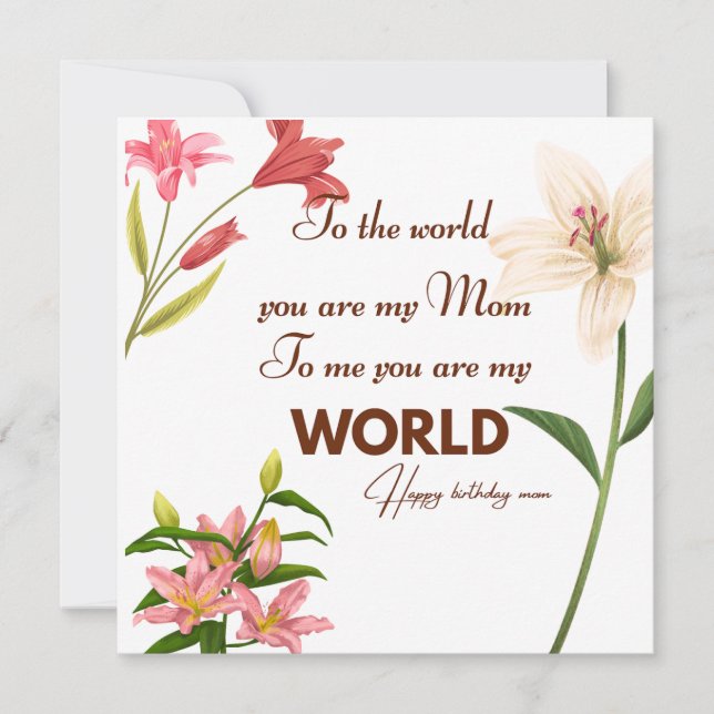 Carte d'anniversaire de maman avec fleur (Devant)