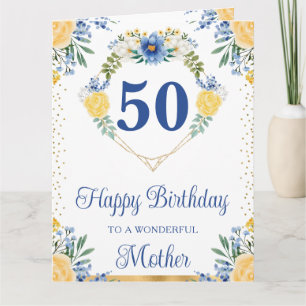 Carte d'anniversaire de maman avec fleurs bleues e