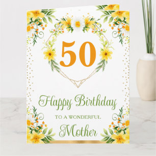 Carte d'anniversaire de maman avec marguerites et