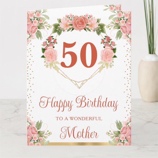 Carte d'anniversaire de maman avec roses roses blu (Devant)