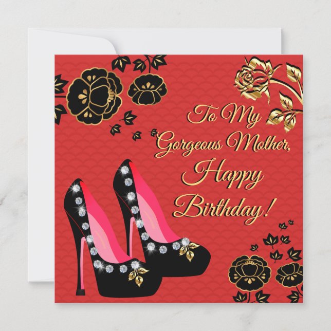 Carte d'anniversaire de maman chaussures noires et (Devant)